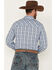 Image #3 - Wrangler Men's Small Plaid Print Long Sleeve Snap Western Shirt , Blue, hi-res