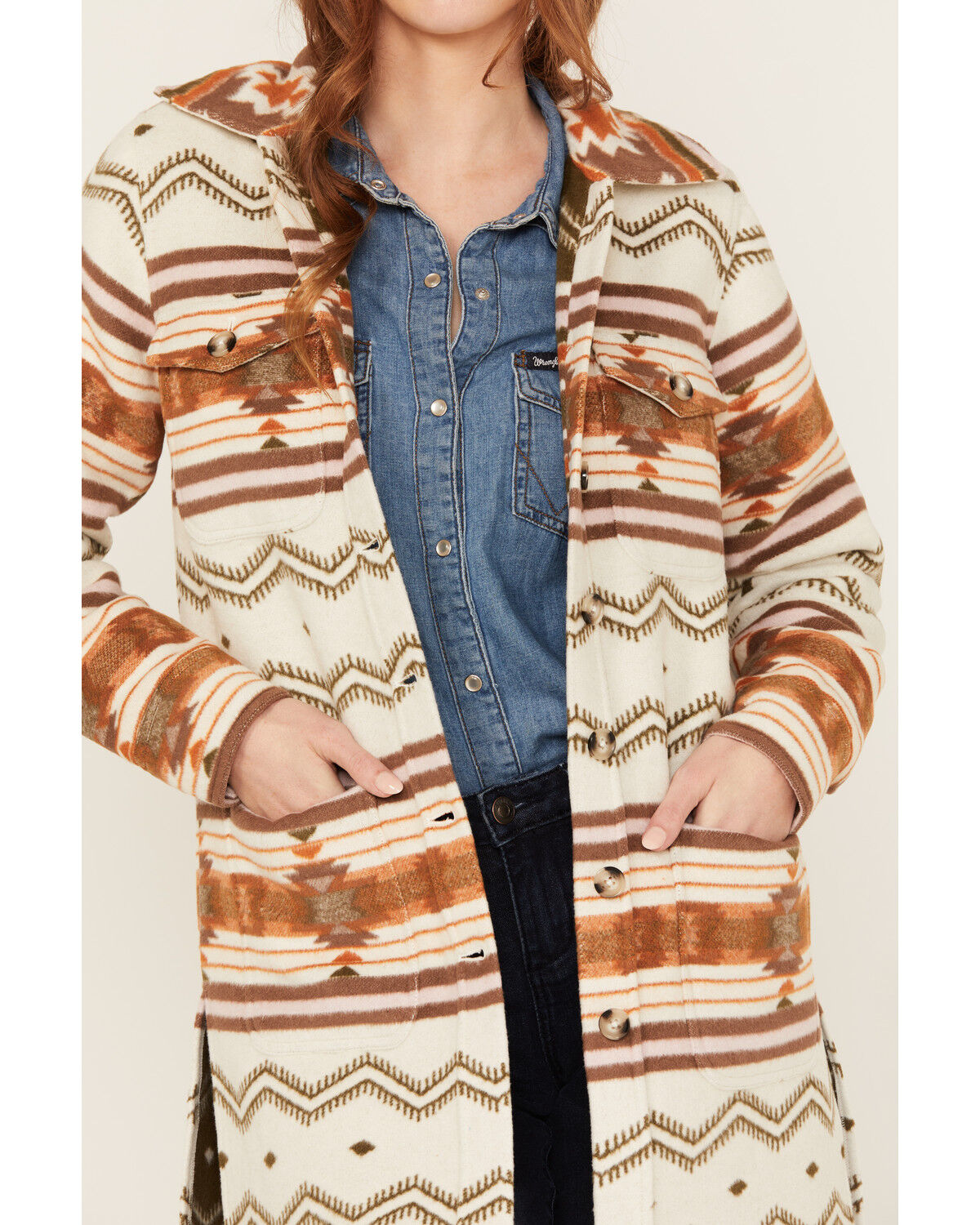 Image #3 - Shyanne Women's Long Southwestern Jacket, Cream, hi-res
