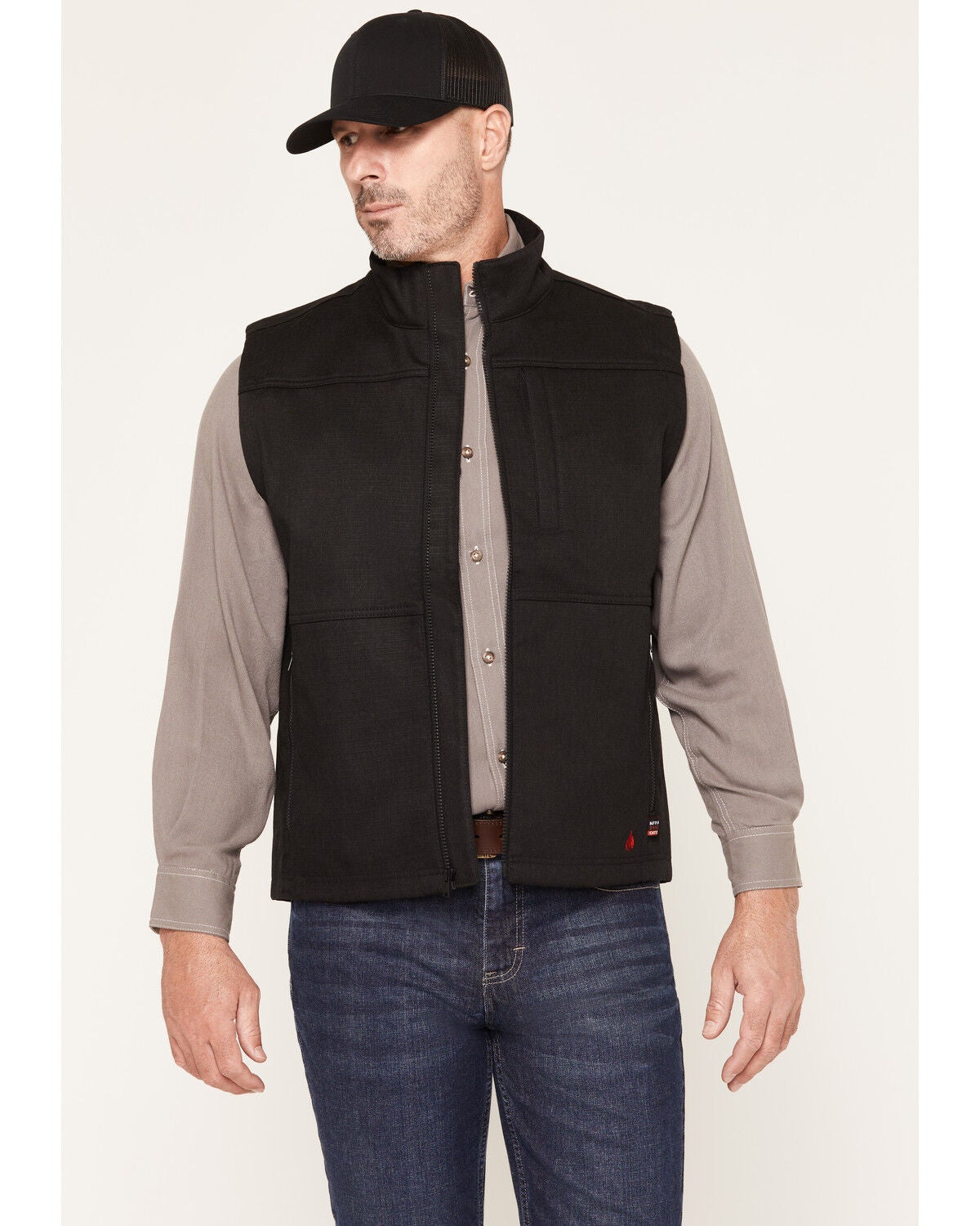Image #1 - Forge Workwear Men's FR Ripstop Softshell Vest, Black, hi-res