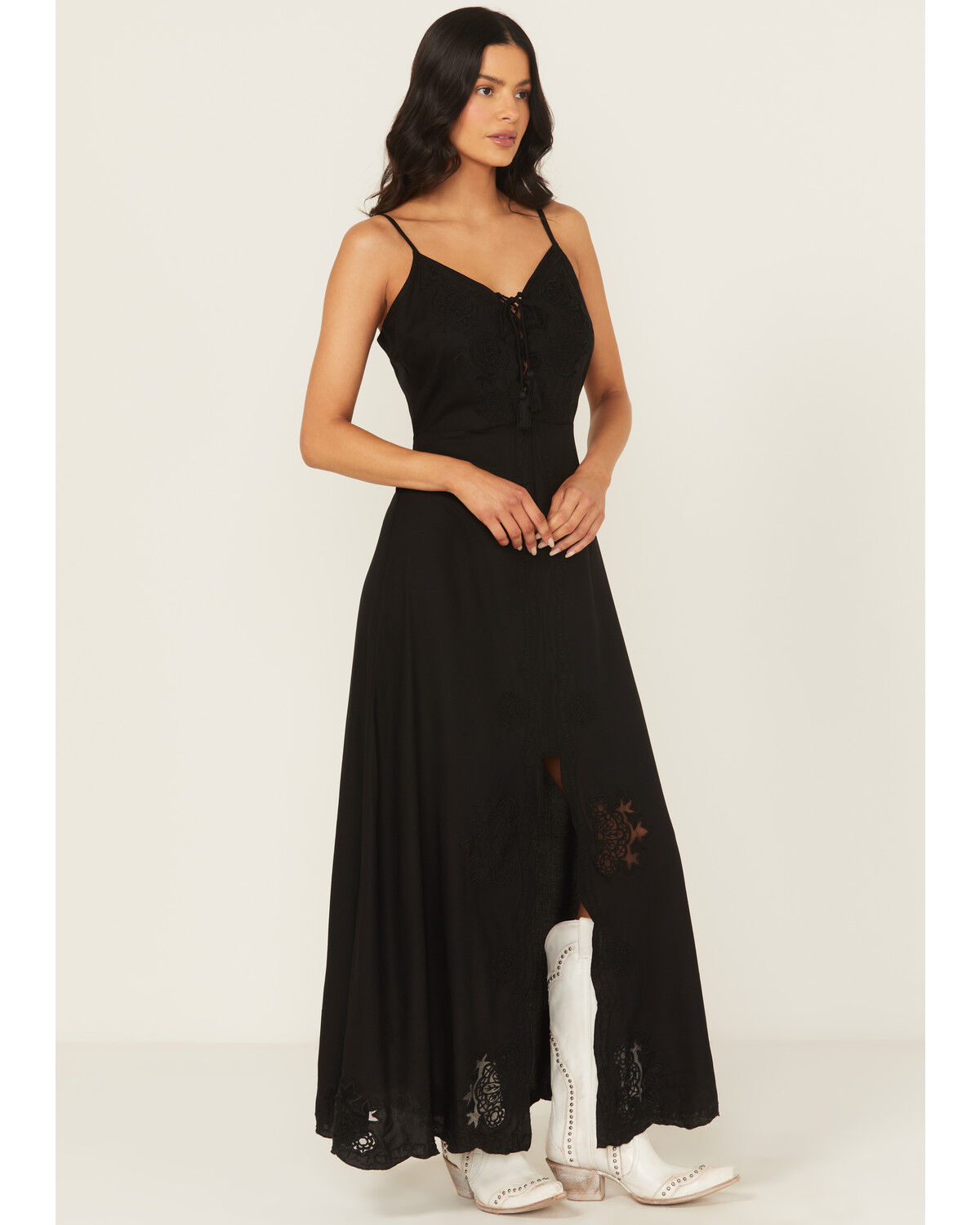 Image #2 - Idyllwind Women's Cut Work Sleeveless Maxi Dress, Black, hi-res