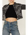 Image #3 - Shyanne Women's Bandana Print Relaxed Cropped Jacket, Black, hi-res