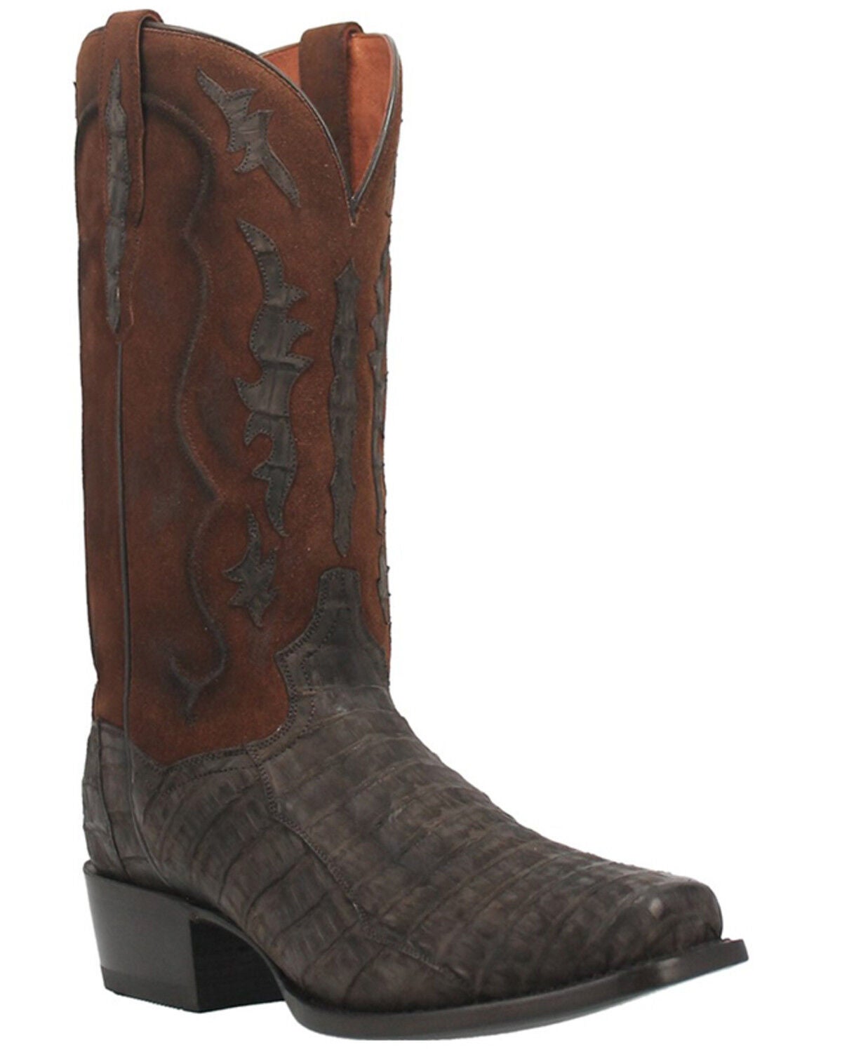 Dan Post Men's Socrates Exotic Caiman Tall Western Boots - Square Toe, Brown, hi-res
