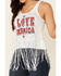 Shyanne Women's I Love America Graphic Fringe Hem Tank Top , White, hi-res