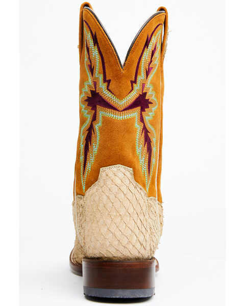Image #5 - Dan Post Men's Exotic Sea Bass Skin Western Boots - Broad Square Toe, Brown, hi-res