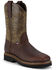 Image #1 - US Boot Men's Waterproof Pull-On Work Boots - Steel Toe, Brown, hi-res