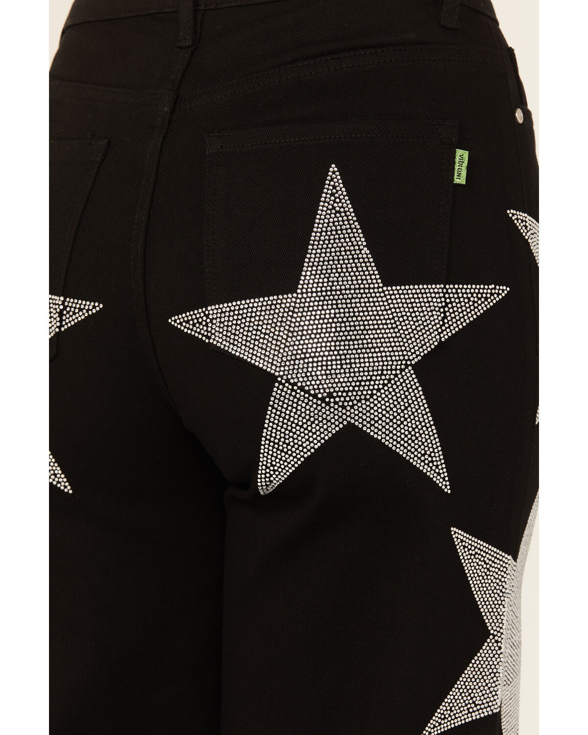 Vibrant Denim Women's Rhinestone Star High Rise Wide Leg