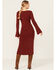 Image #4 - Revel Women's Solid Bell Sleeve Sweater Midi Dress, Rust Copper, hi-res