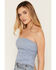 Image #4 - Cleo + Wolf Women's Lace Strapless Shirt, Blue, hi-res