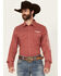 Image #1 - Wrangler Men's Logo Checkered Print Long Sleeve Snap Western Shirt - Tall, Red, hi-res