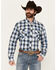 Image #1 - Wrangler Men's Logo Plaid Print Long Sleeve Button-Down Western Shirt, Blue, hi-res