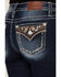 Image #2 - Miss Me Women's Dark Wash Geo Print Faux Flap Pocket Mid Rise Bootcut Denim Stretch Jeans, Dark Wash, hi-res