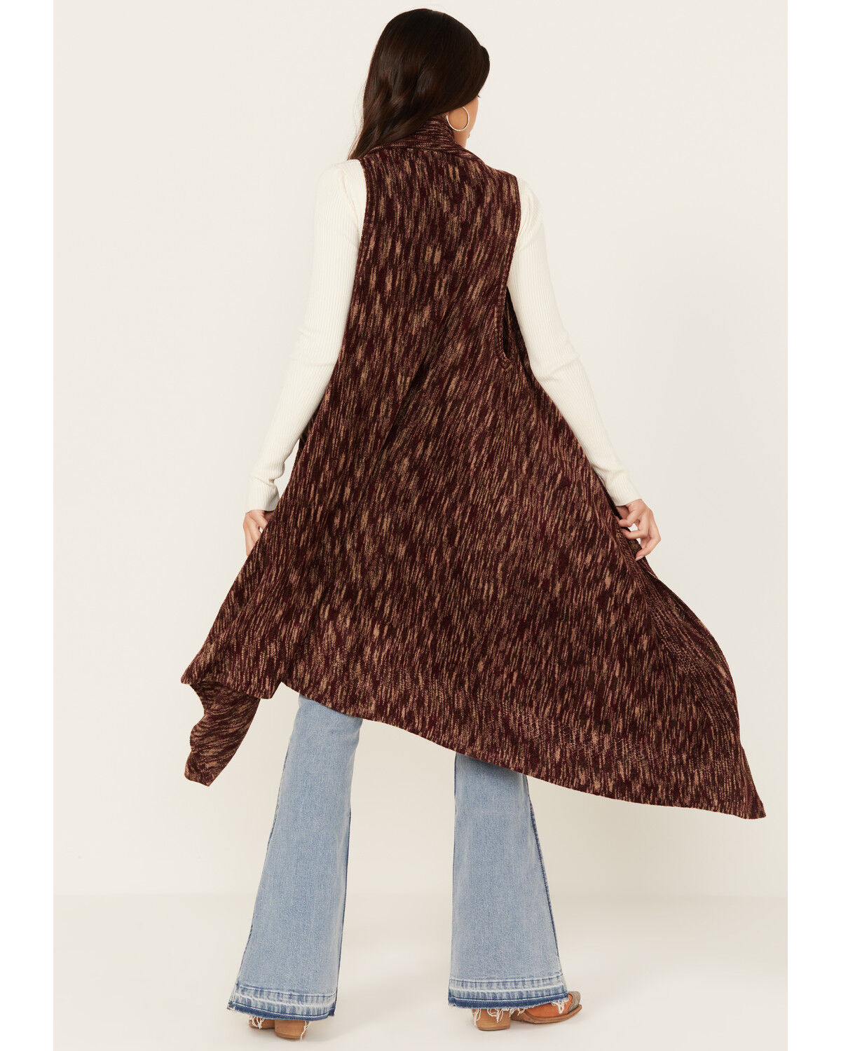 Image #4 - Shyanne Women's Space Dyed Sweater Vest, Maroon, hi-res