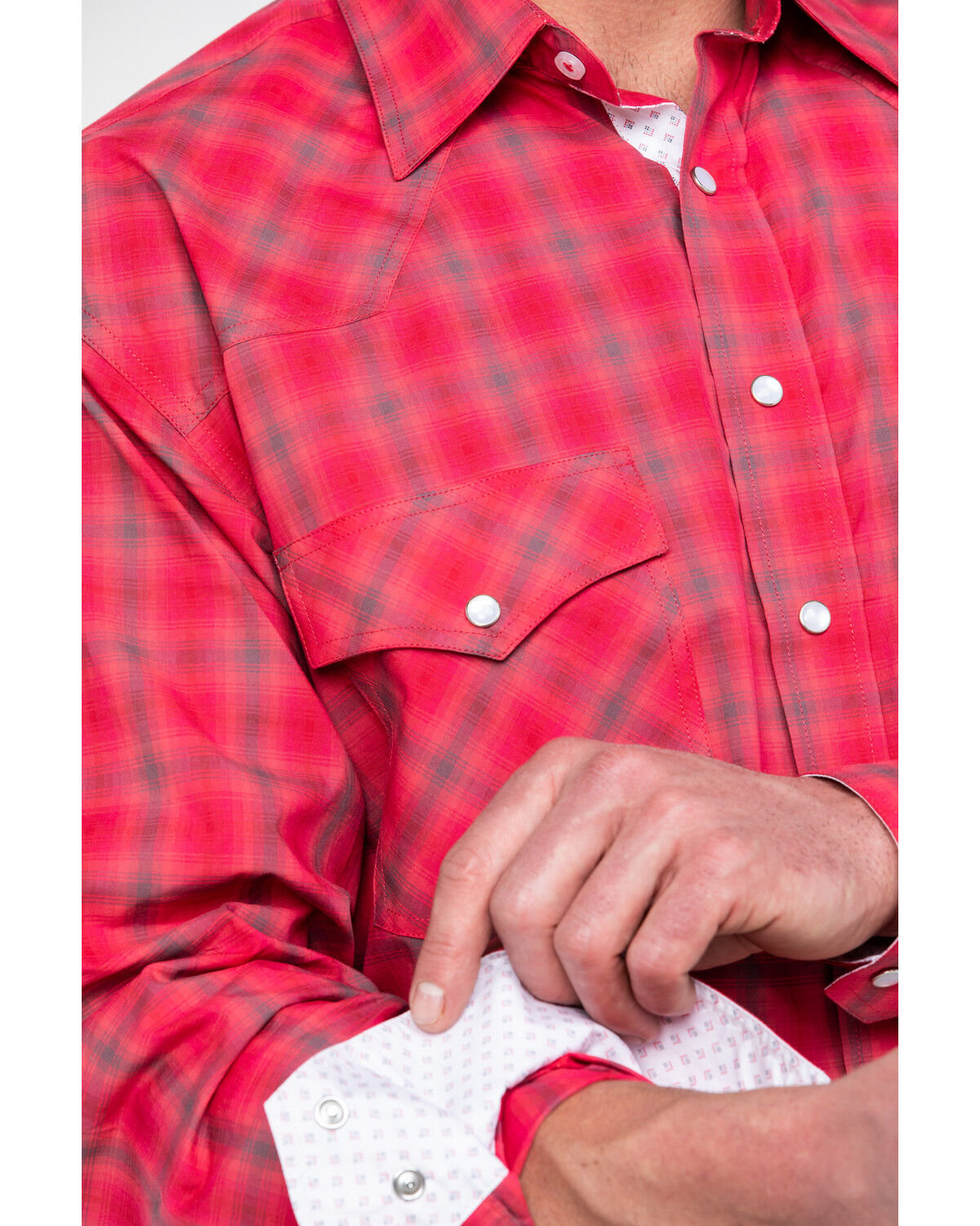 Image #4 - Resistol Men's Connemara Med Plaid Long Sleeve Western Shirt, Pink, hi-res