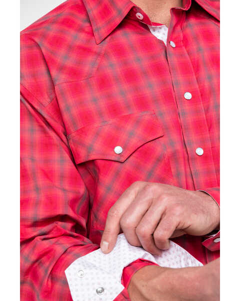 Resistol Men's Connemara Med Plaid Long Sleeve Western Shirt , Pink, hi-res