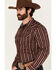 Image #2 - Cody James Men's Hansen Vertical Striped Wallpaper Print Long Sleeve Snap Western Shirt, Burgundy, hi-res