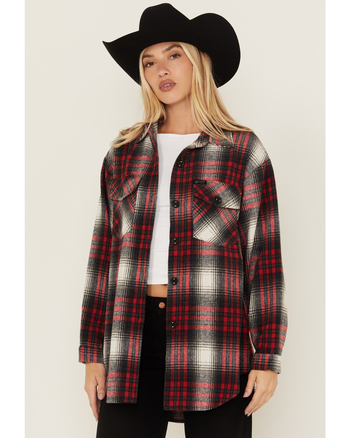 Image #1 - STS Ranchwear by Carroll Women's Bailey Plaid Print Button-Down Shacket, Red, hi-res