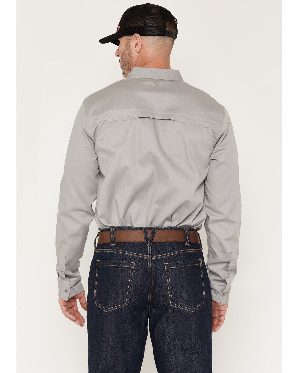 Image #4 - Hawx Men's FR Langdon Solid Long Sleeve Button-Down Work Shirt, Light Grey, hi-res