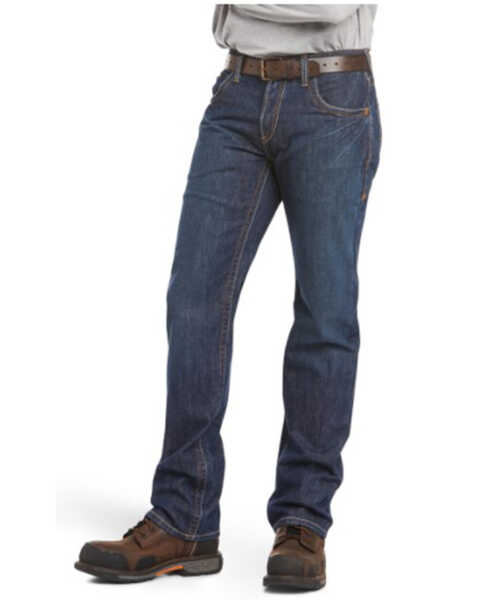 Image #1 - Ariat Men's Dark Wash Shale Low Rise Straight Work Jeans - Big, Indigo, hi-res