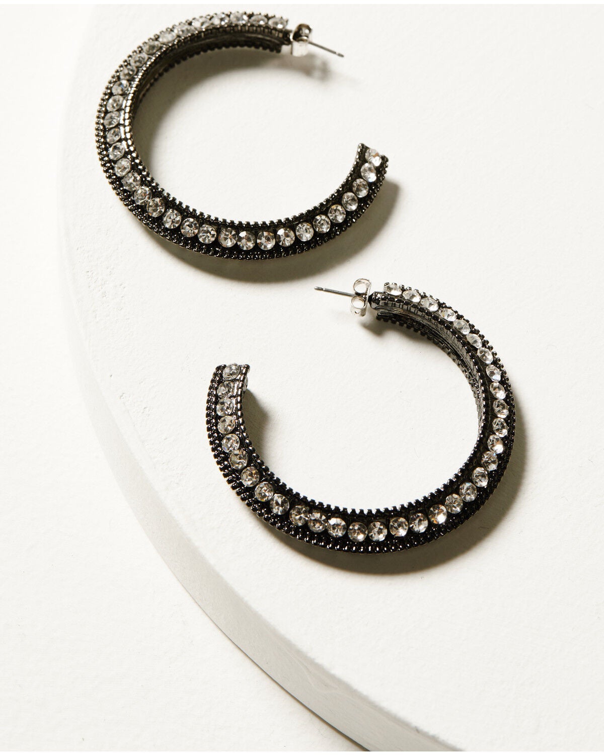 Wonderwest Women's Shimmer Hoop Earrings, Pewter, hi-res