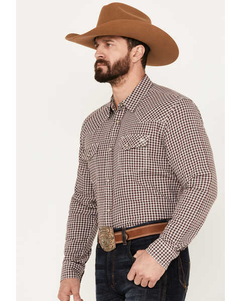 Image #2 - Blue Ranchwear Men's Rawlins Plaid Print Long Sleeve Western Snap Shirt, Red, hi-res