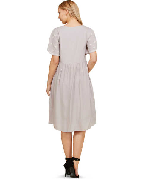 Polagram Women's Embroidered Short Sleeve Dress, Grey, hi-res