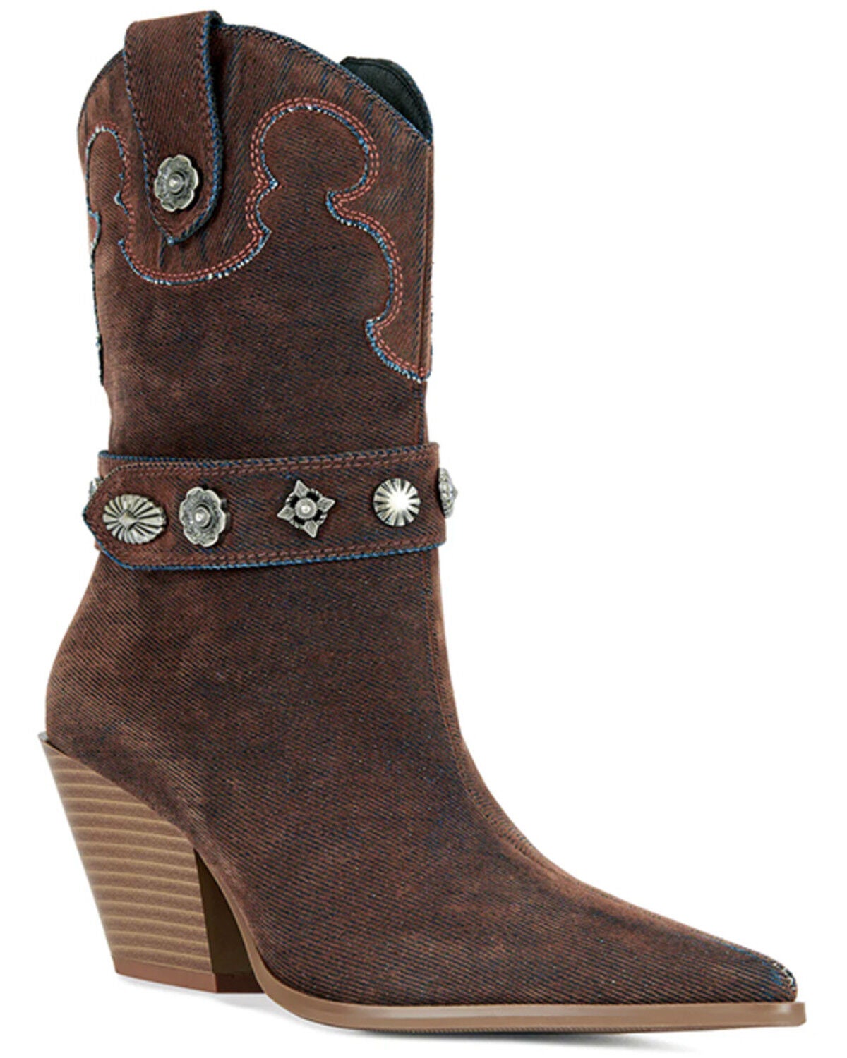 Image #1 - Azalea Wang Women's Neith Western Booties - Round Toe, Orange, hi-res