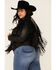 Liberty Wear Women's Black Fringe Snap Sheep Napa Jacket - Plus, Black, hi-res