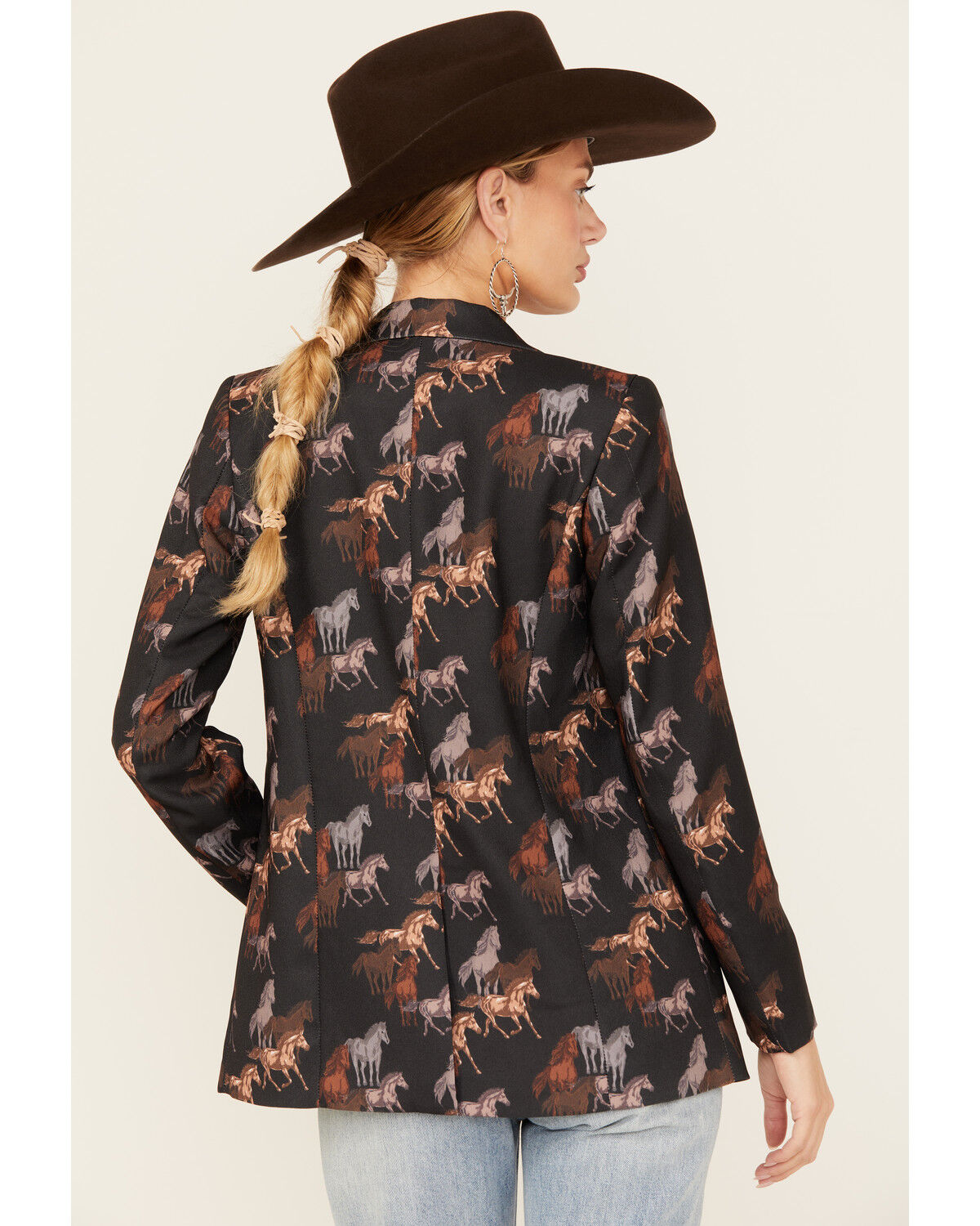 半額SALE★ Denim Roll & Rock Women's Outfitter Country - Blazer Print Horse トップス