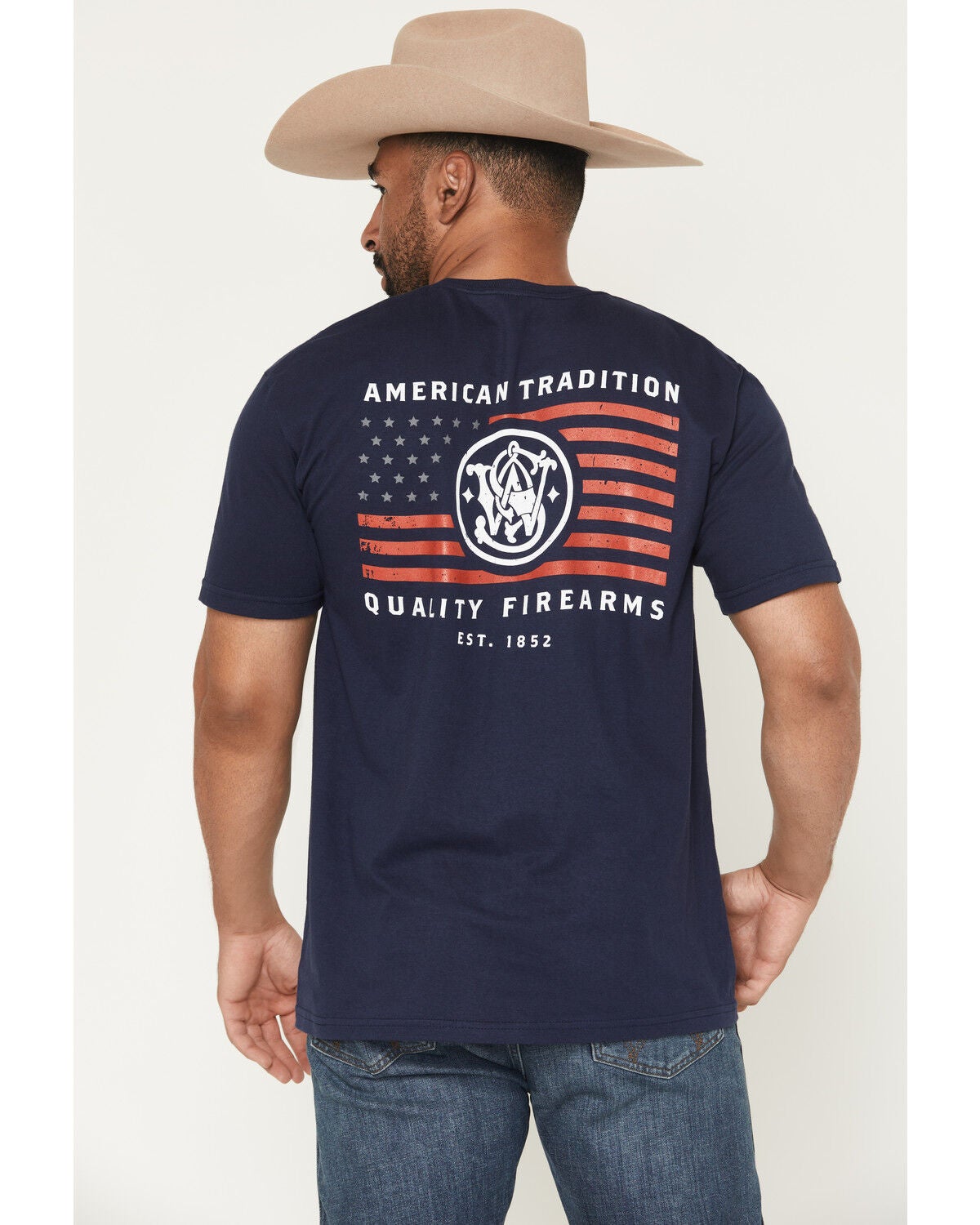 Smith & Wesson Men's American Tradition Short Sleeve Graphic T-Shirt, Navy, hi-res