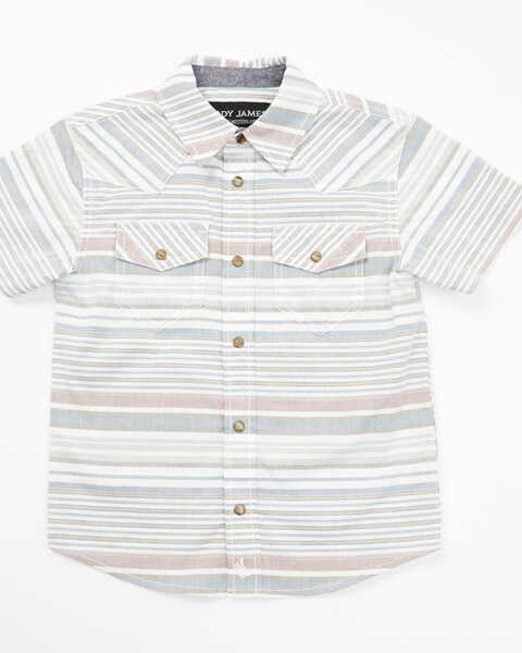Cody James Toddler Boys' Striped Short Sleeve Snap Western Shirt, Tan, hi-res