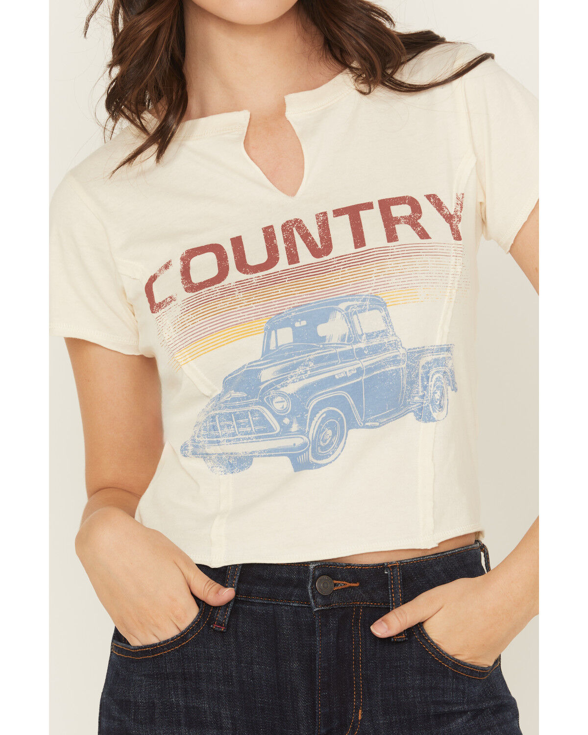 Image #3 - Cleo + Wolf Women's Easton Country Truck Short Sleeve Graphic Tee, Ivory, hi-res
