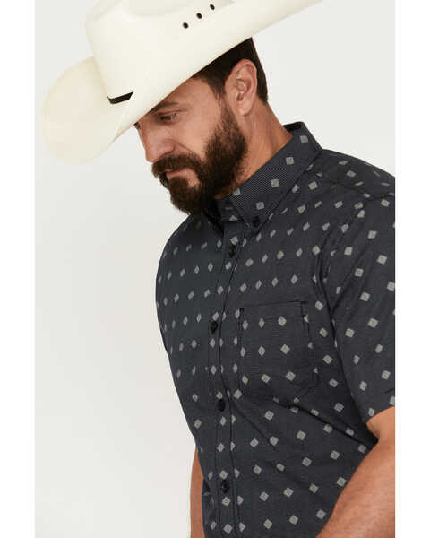 Image #3 - Cody James Men's Galaxy Geo Print Short Sleeve Button-Down Stretch Western Shirt, Navy, hi-res