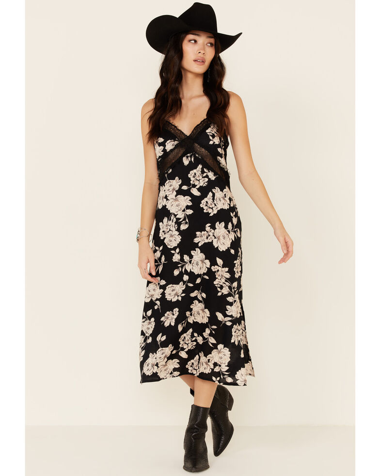 Band of Gypsies Women's Floral Marilyn Lace Dress, Black, hi-res