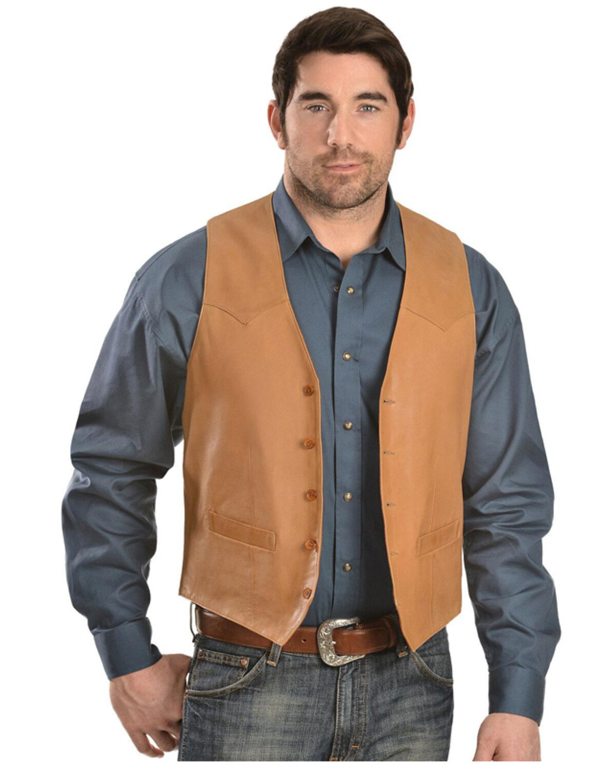 Image #1 - Scully Men's Lamb Leather Western Vest - Tall, , hi-res