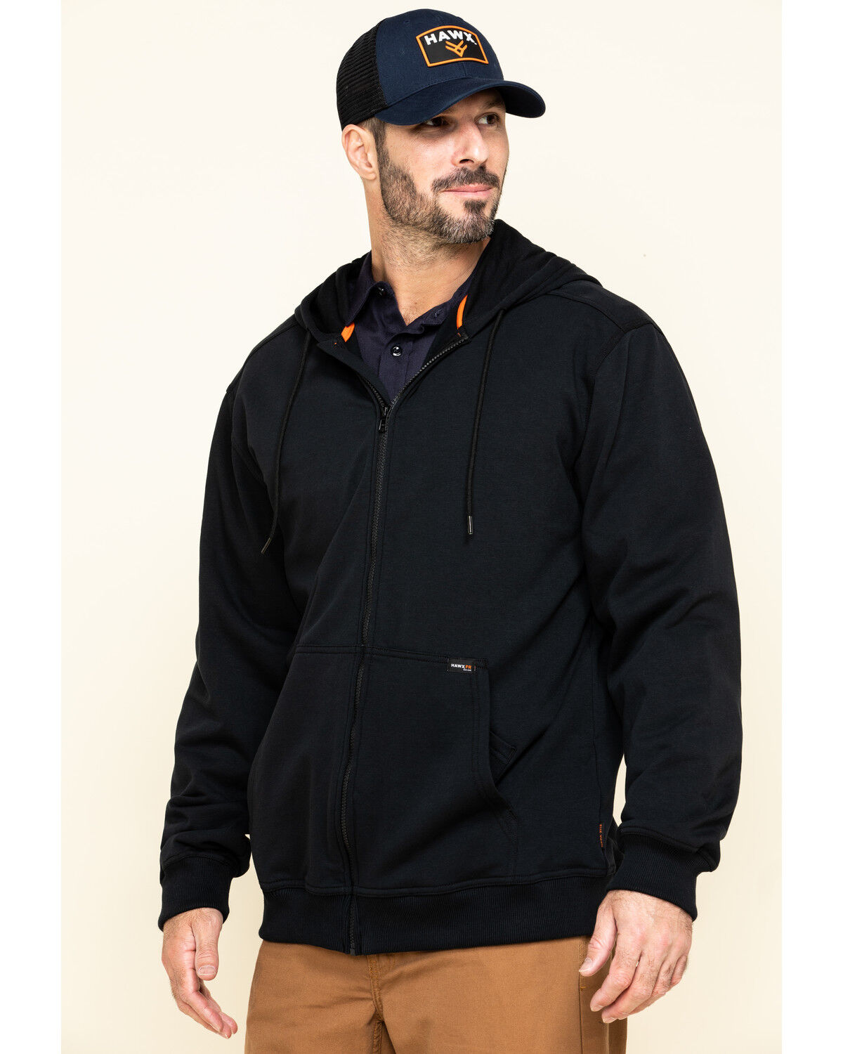Image #3 - Hawx Men's FR Zip Up Fleece Work Hoodie - Tall, Black, hi-res
