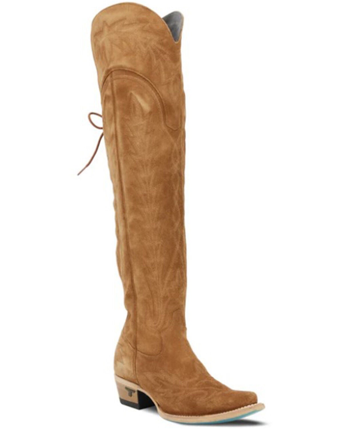 Lane Women's Lexington Suede Over The Corset Western Boots - Snip Toe, Caramel, hi-res