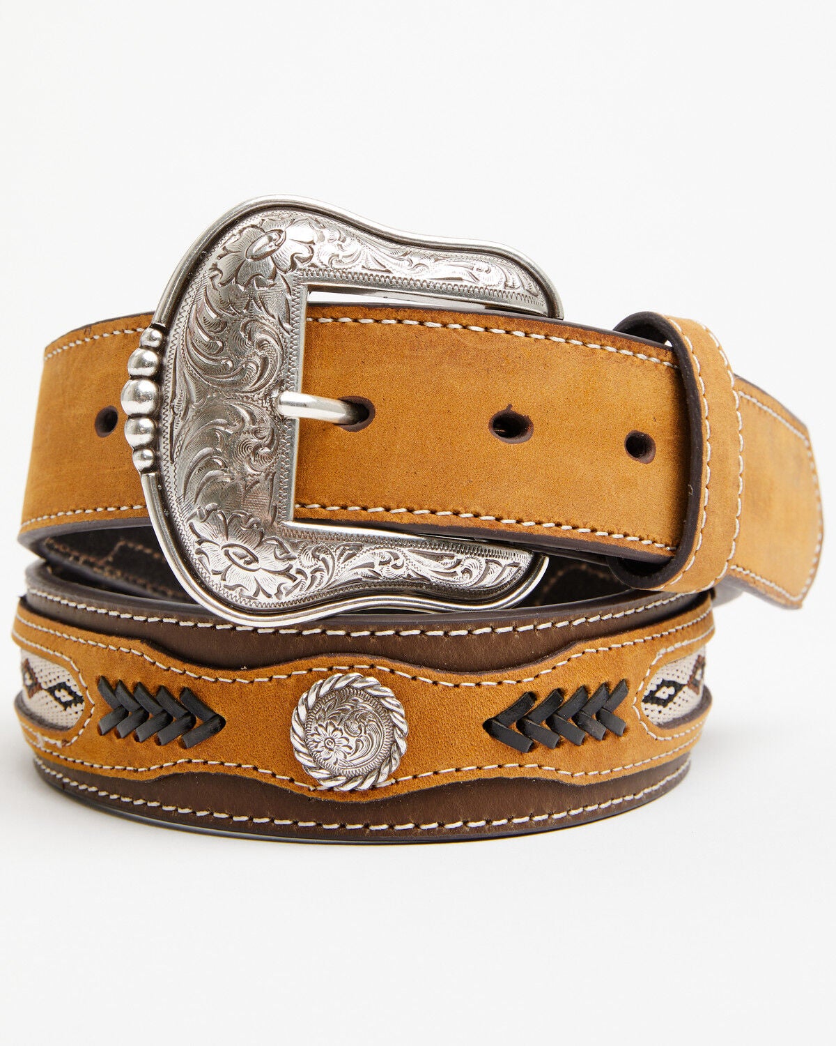 Image #1 - Cody James Men's Overlay Ribbon Belt, Black, hi-res