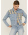 Image #4 - Cleo + Wolf Women's Oversized Plaid Mix Denim Cropped Jacket, Light Medium Wash, hi-res