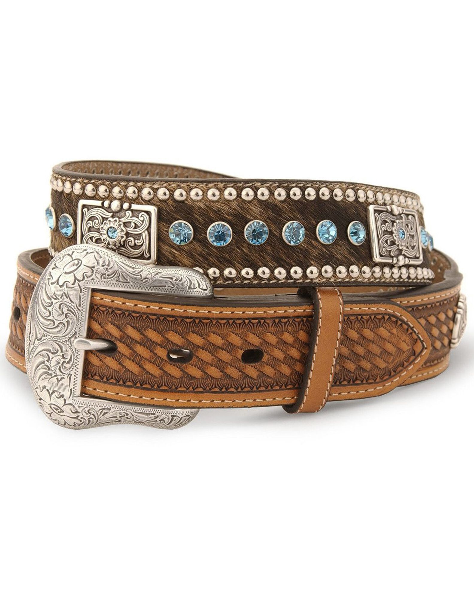 Image #1 - Nocona Men's Calf Hair-On-Hide Leather Belt - Reg & Big, Natural, hi-res