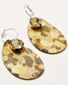Keep It Gypsy Women's Gold Leopard Crystal Earrings, Leopard, hi-res