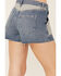 Image #4 - Cleo + Wolf Women's Helena Medium Wash Patch Pockets High Rise Denim Shorts, Medium Wash, hi-res