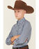 Image #2 - Wrangler Boys' Striped Long Sleeve Button-Down Western Shirt, Blue, hi-res
