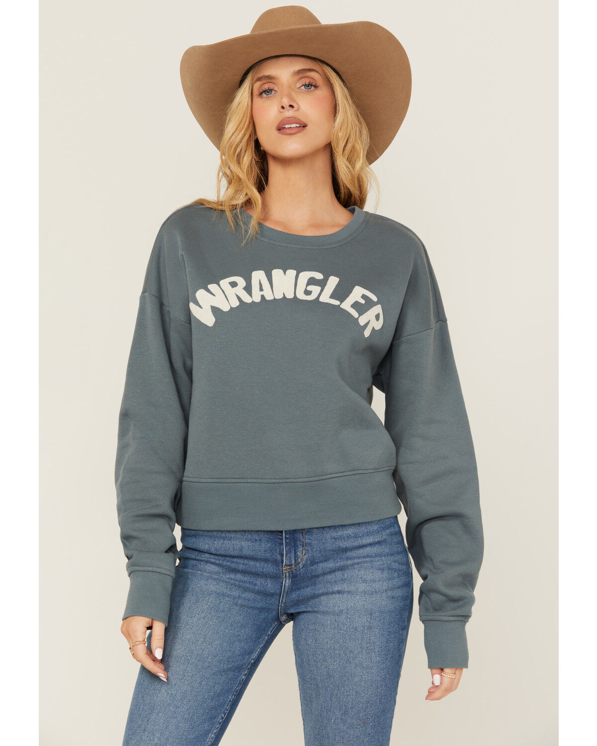 Image #1 - Wrangler Retro Women's Solid Logo Sweatshirt, Blue, hi-res