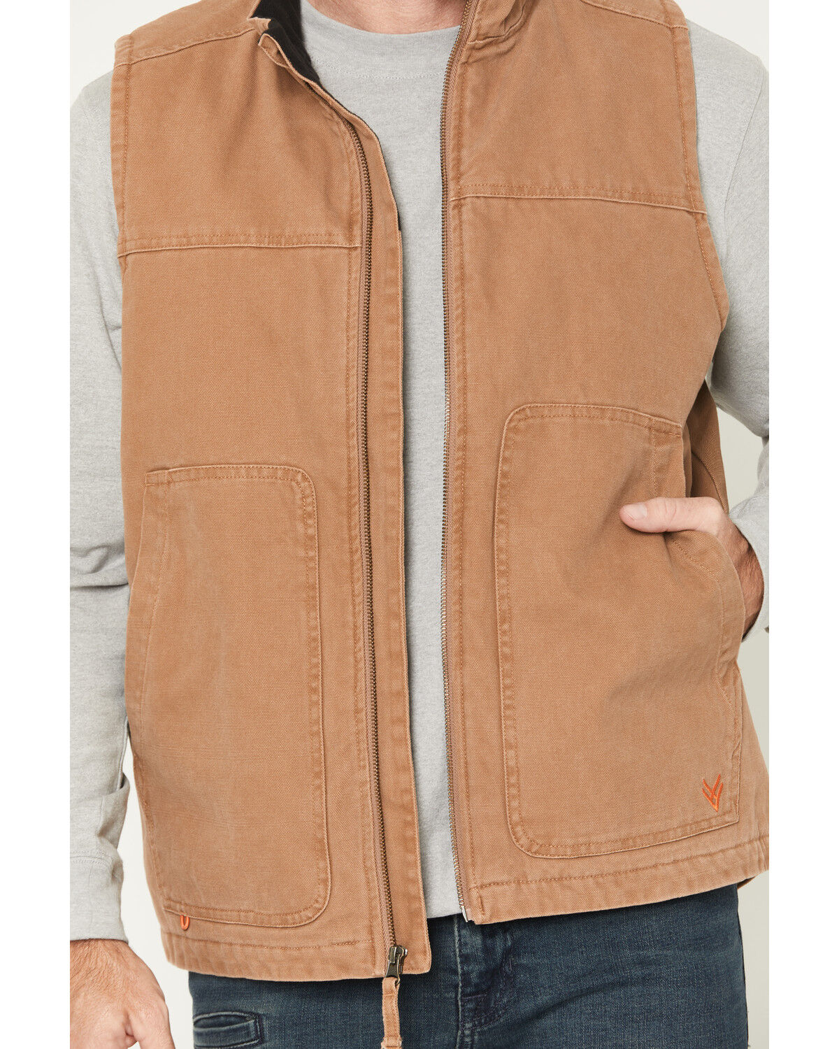 Image #3 - Hawx Men's Fleece Lined Solid Duck Canvas Vest, Rust Copper, hi-res