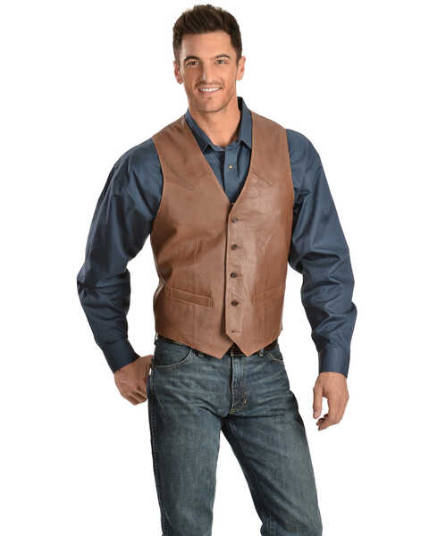 Image #2 - Scully Lamb Leather Vest, Antique Brown, hi-res