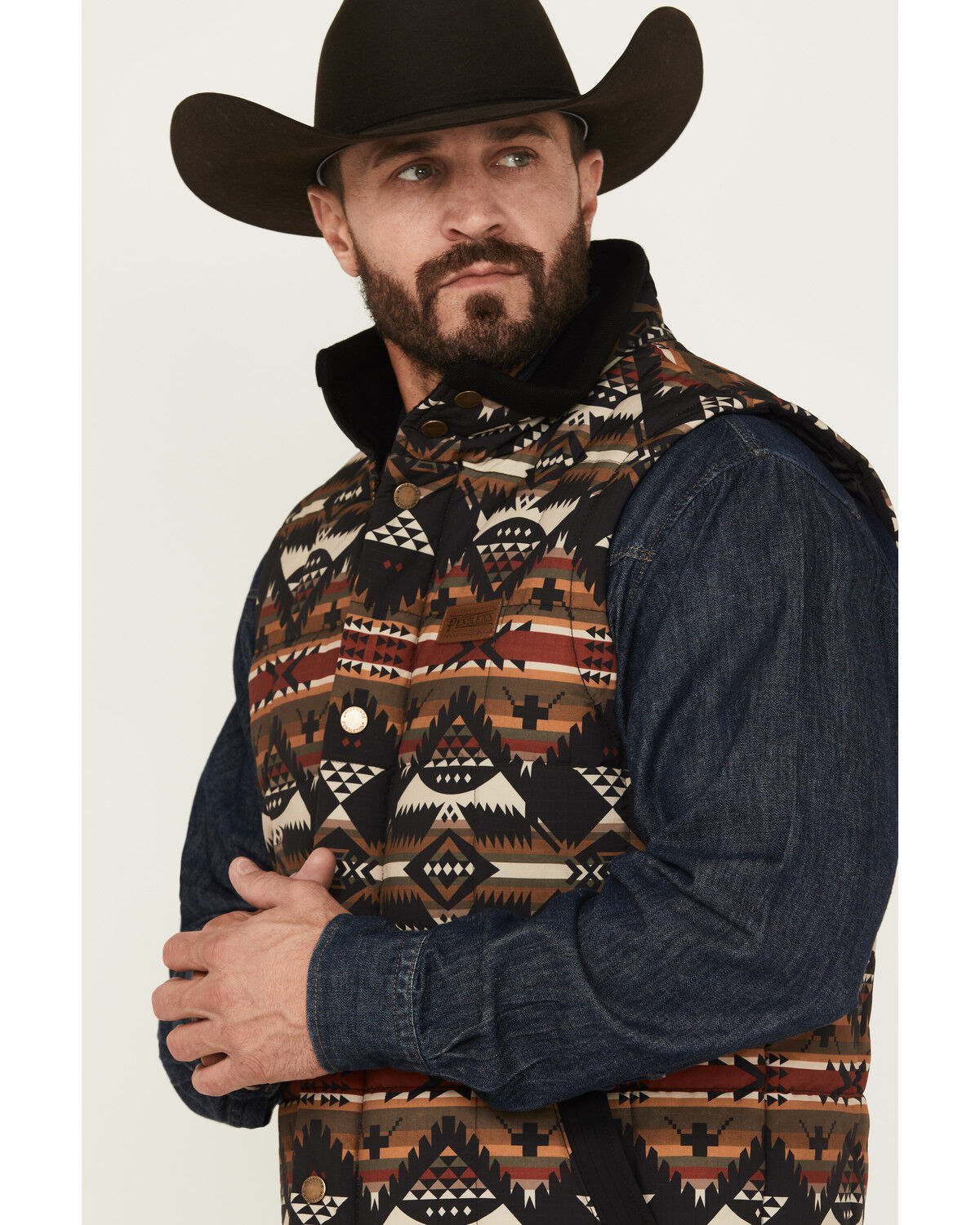 Image #2 - Pendleton Men's Cody Quilted Vest, Black, hi-res
