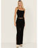 Image #1 - Shyanne Women's Joni High Rise Rhinestone Slit Trouser Comfort Stretch Denim Jeans, Black, hi-res