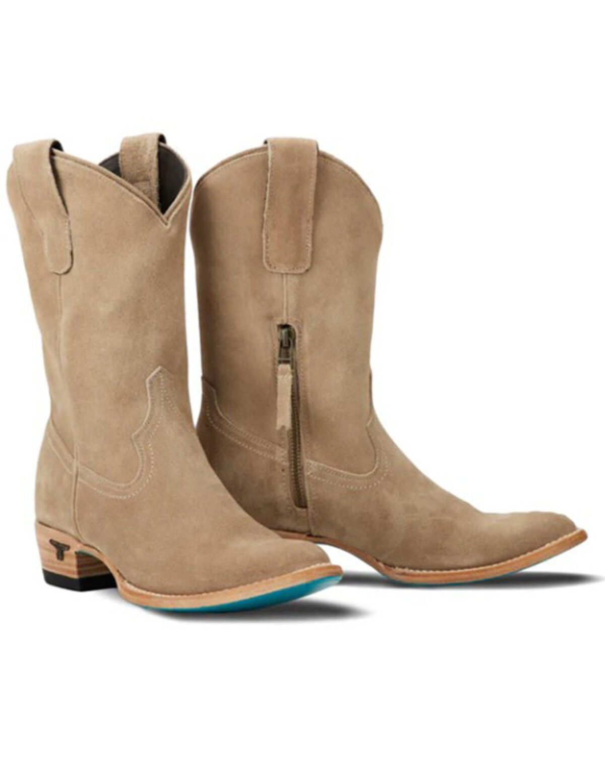 Image #1 - Lane Women's Plain Jane Midi Suede Western Boots - Round Toe, Brown, hi-res