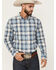 Image #1 - Cody James Men's Howdy Duty Plaid Print Long Sleeve Button-Down Western Shirt, Blue, hi-res