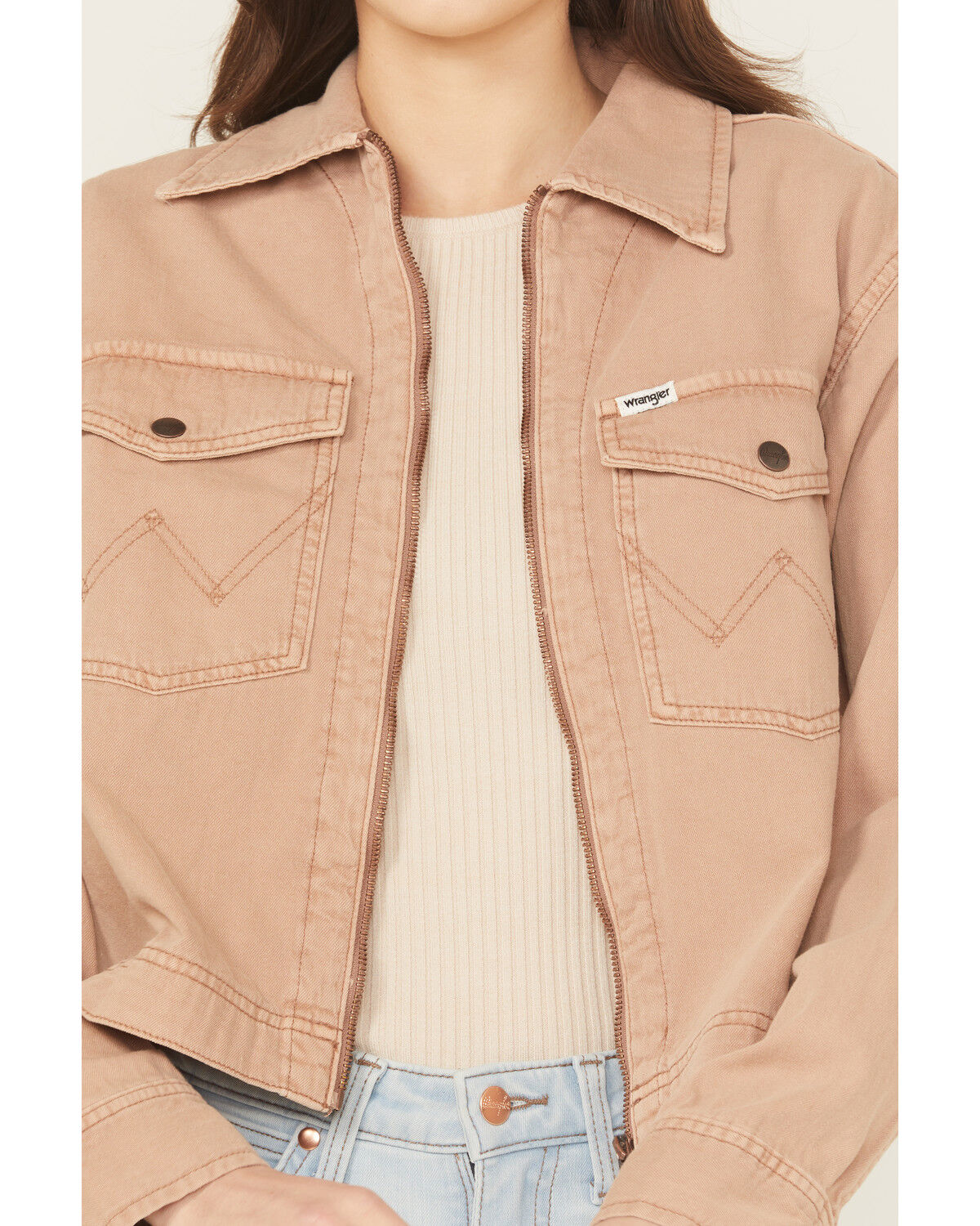 Image #3 - Wrangler Women's Raw Umber Rodeo Denim Utility Jacket, Brown, hi-res